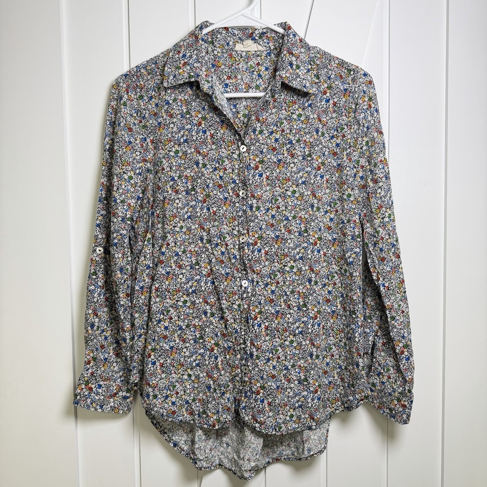 Jane & Delancey Floral Button Down Long Sleeve Shirt Women Small Cottagecore